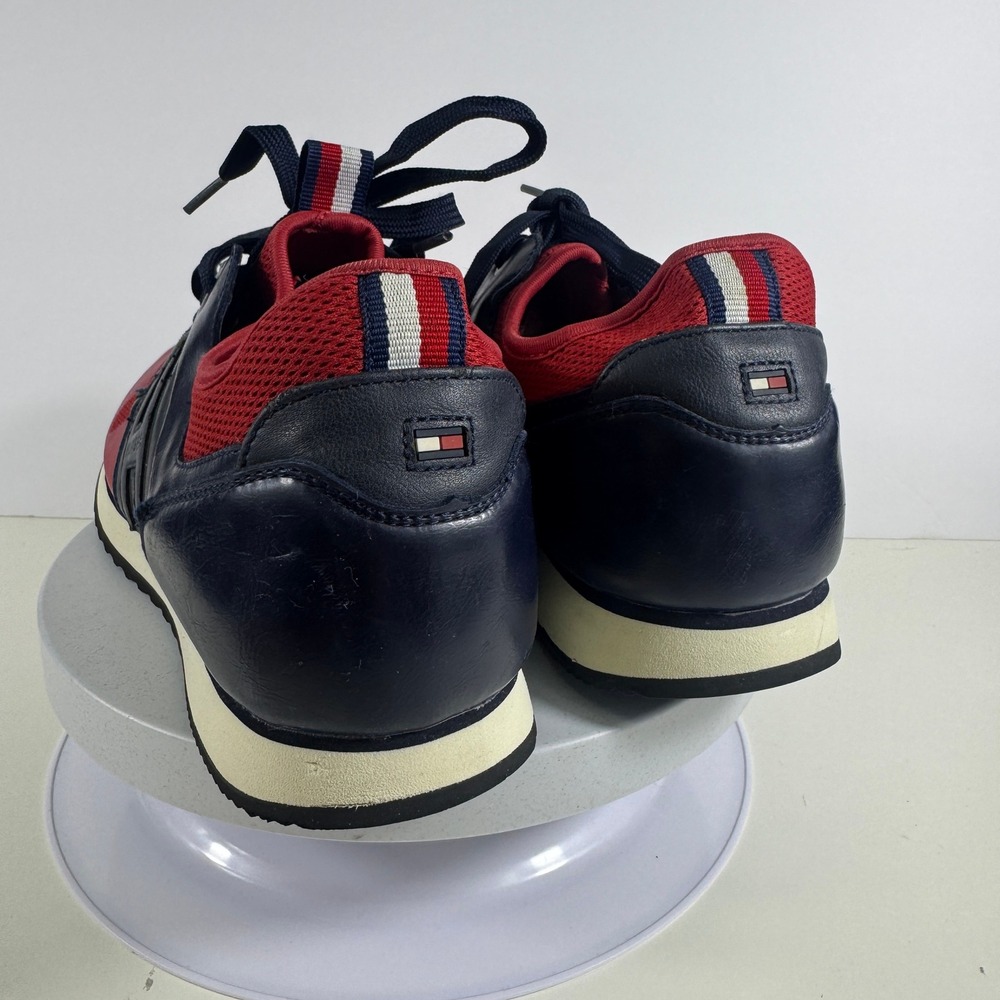 Tommy Hilfiger Mens Red Navy Blue Mesh Low Top Runner Sneakers Shoes 11 - Picture 9 of 14